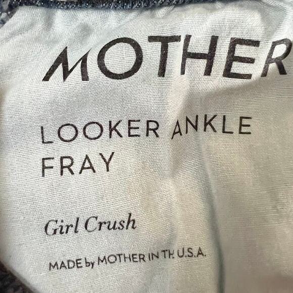 Mother Women's Looker Ankle Fray in Girl Crush Raw Hem Size 25 Blue Jeans Denim - Picture 6 of 7